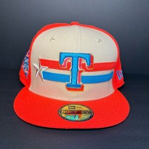 Texas Rangers 2024 MLB All-Star Game New Era 59FIFTY Fitted Hat Size 7 3/8 Cream